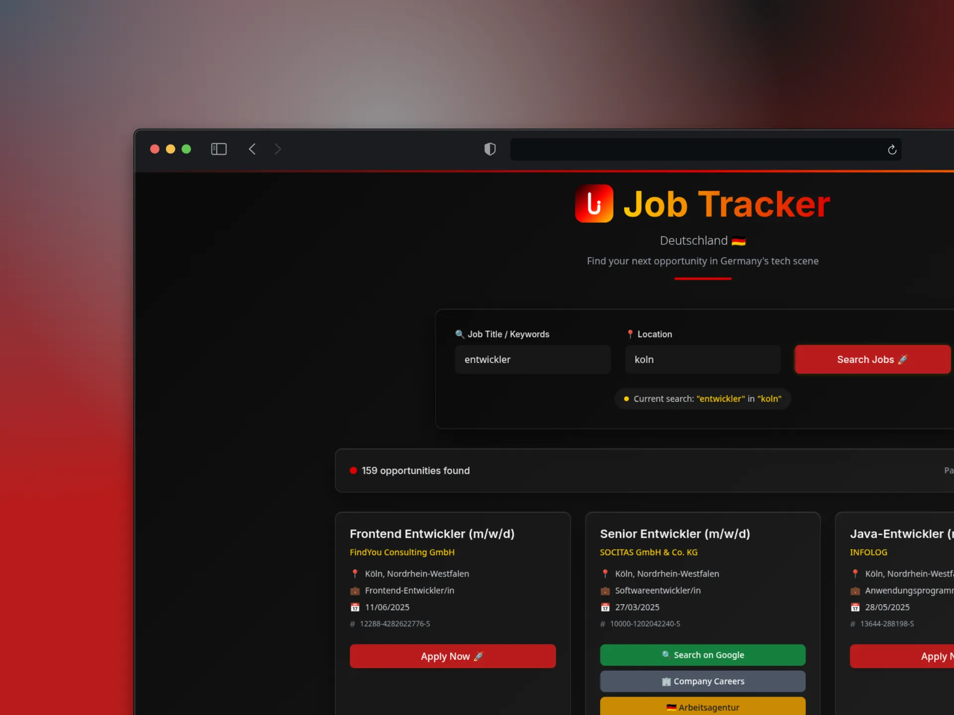 Job Tracker Deutschland - German Tech Job Search Platform